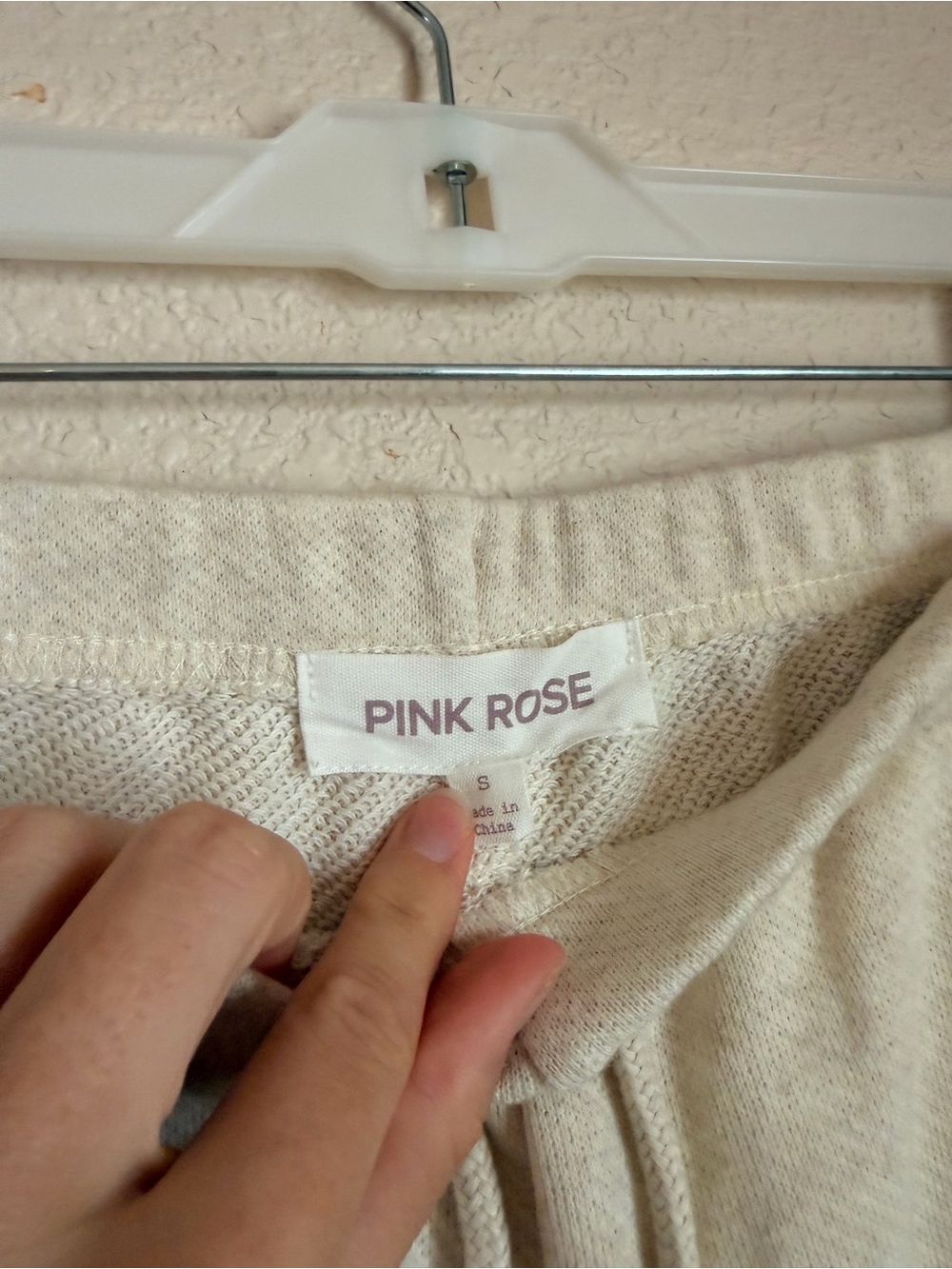 Pink Rose Cozy Wide-Leg Drawstring Cotton Sweatpants - Cream - NWOT - Picture 5 of 7